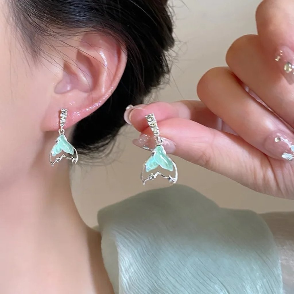 3/$35 Colorful Mermaid Tail Zircon Earrings Silver|925 Silver